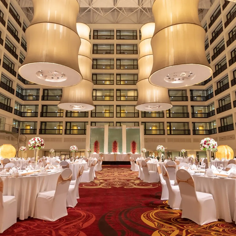 Cinnamon Grand conference ballroom with banquet setup