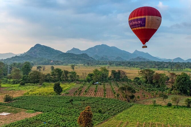 Aerial view of Sigiriya Rock Fortress during a hot air balloon ride in Sri Lanka