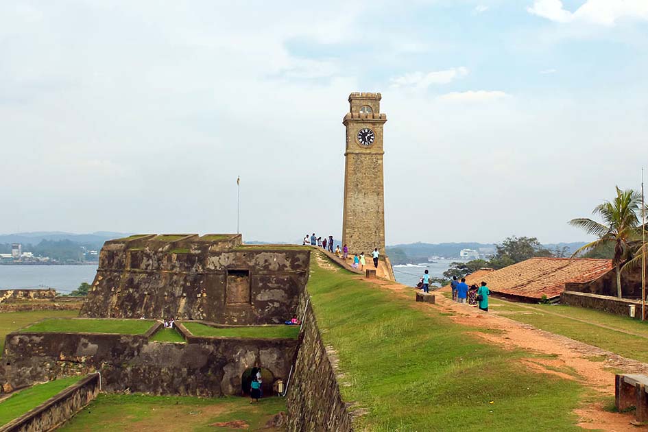 Historic stone ramparts and ocean views at Galle Fort in Sri Lanka