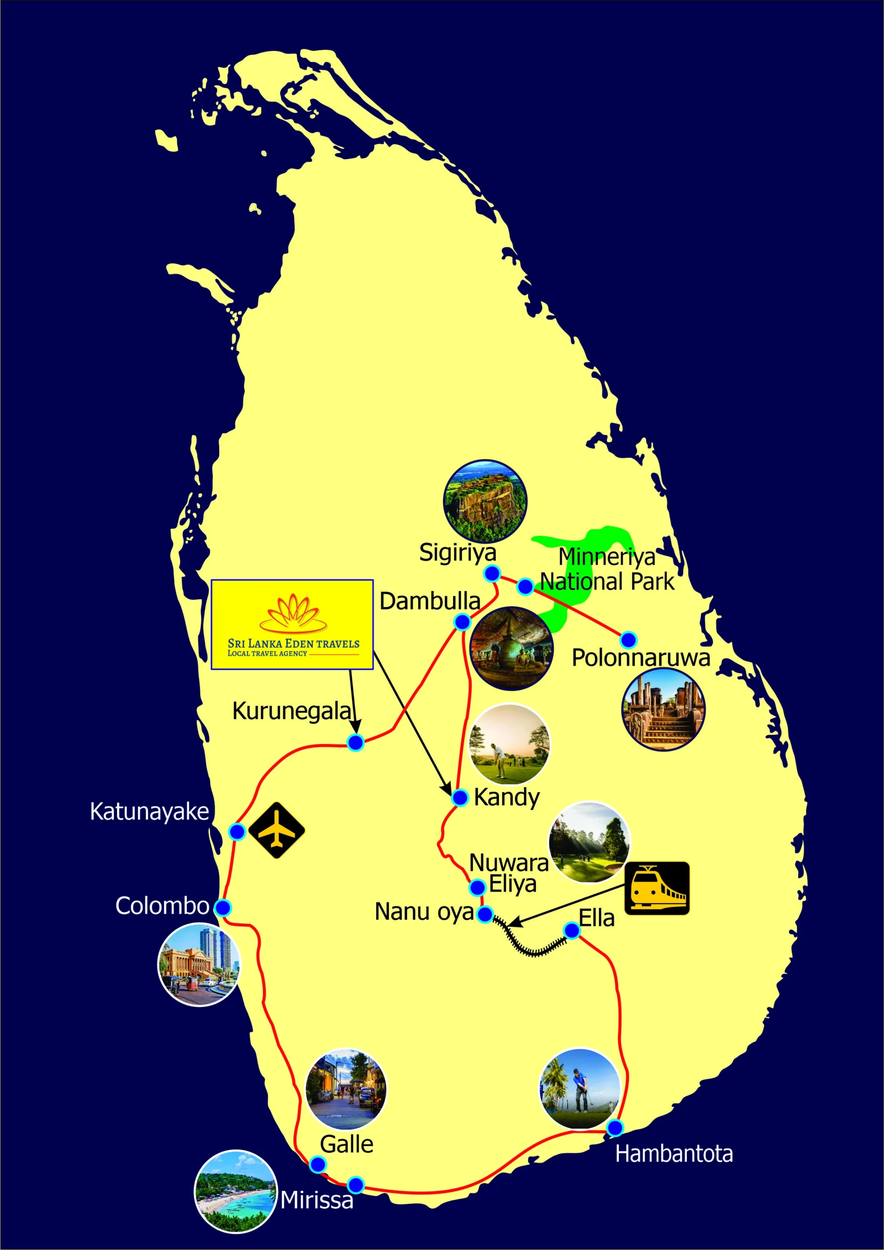 Mappa del tour dello Sri Lanka