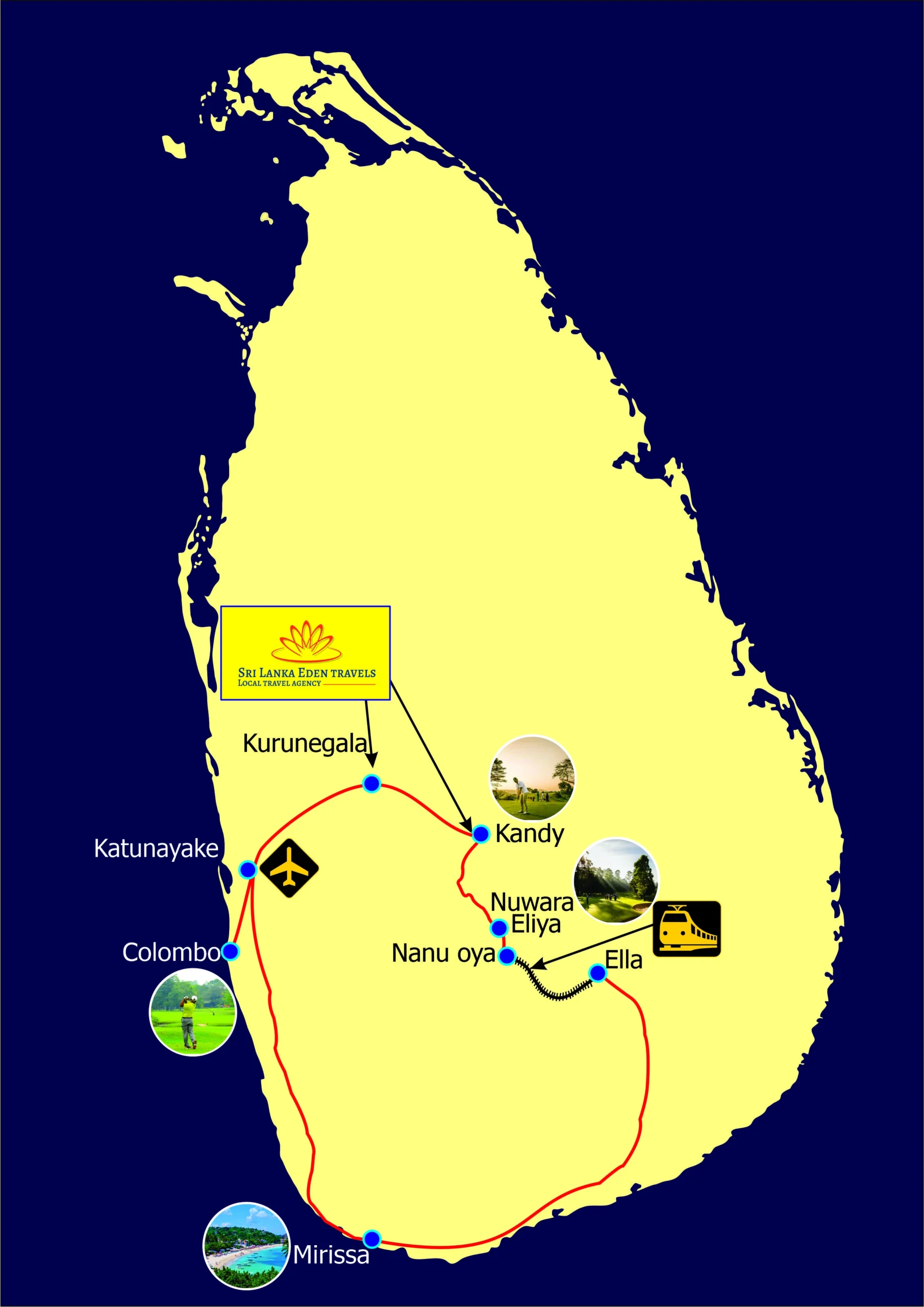 Mappa del tour dello Sri Lanka