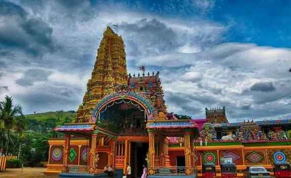 Towering 108-foot colorful Raja Gopuram of Matale Hindu Temple Sri Muthumariamman