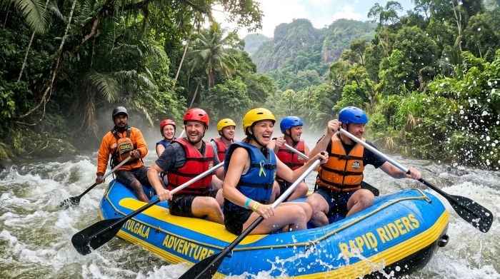 Thrilling white water rafting in Kitulgala on the rapids of Kelani River Sri Lanka