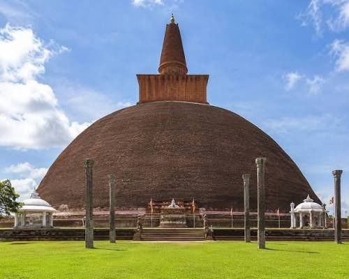 Massive brick dome of Jetavanarama Stupa standing majestically in Anuradhapura Sri Lanka.
