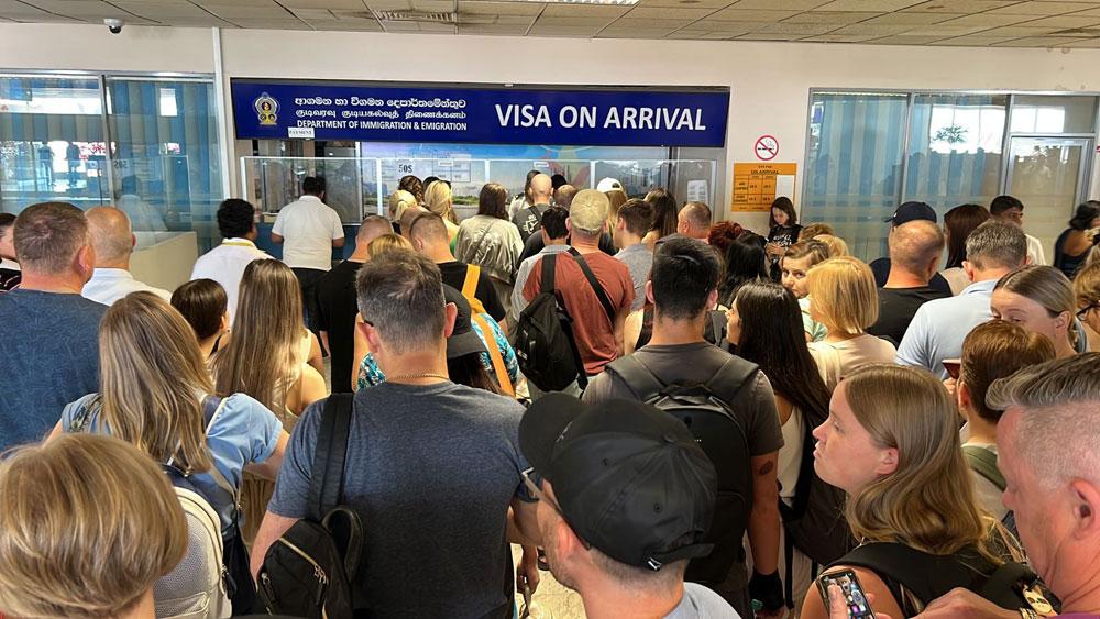 Tourists smoothly passing through immigration counters at Bandaranaike International Airport in Sri Lanka